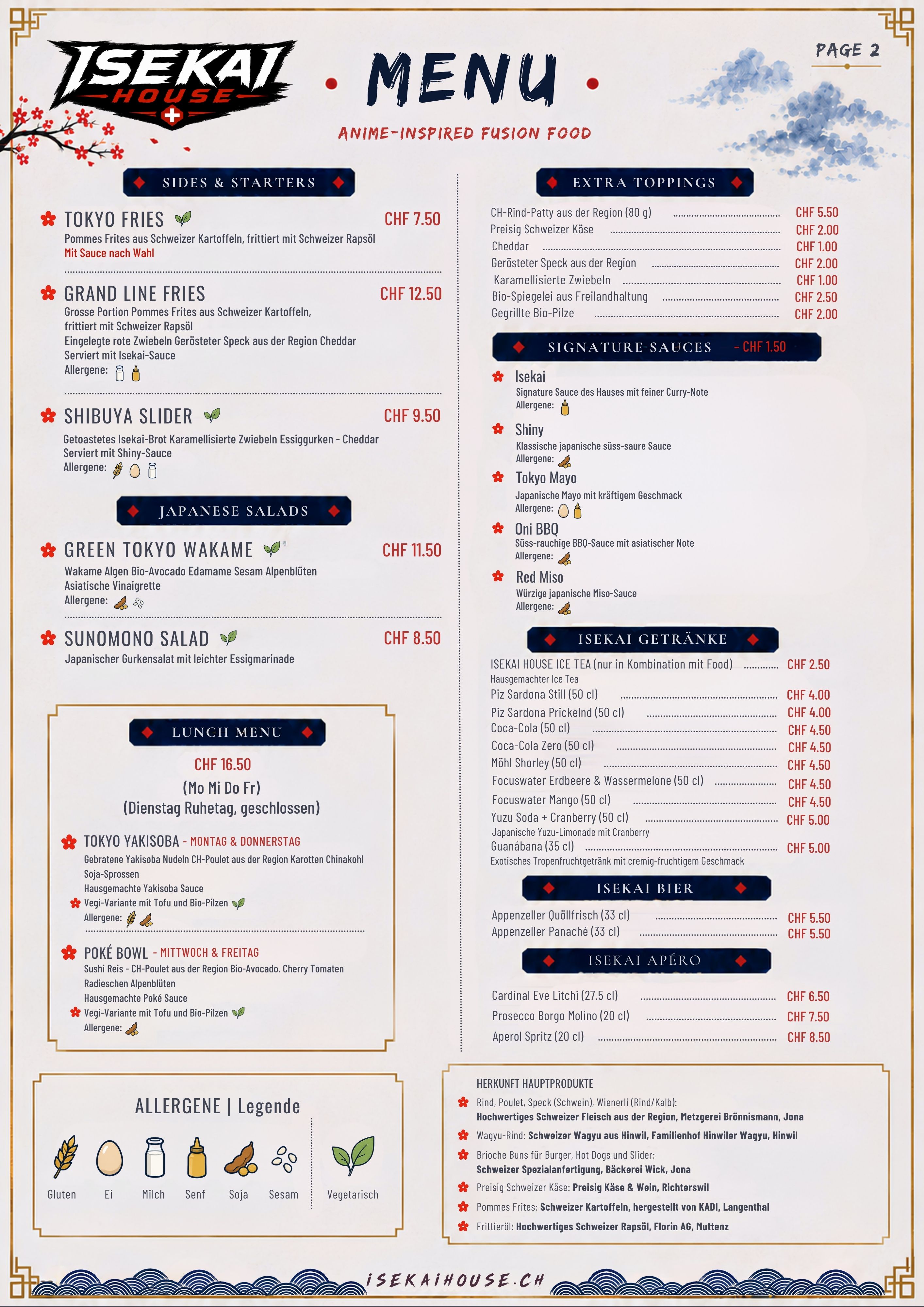 Isekai House menu, page 2